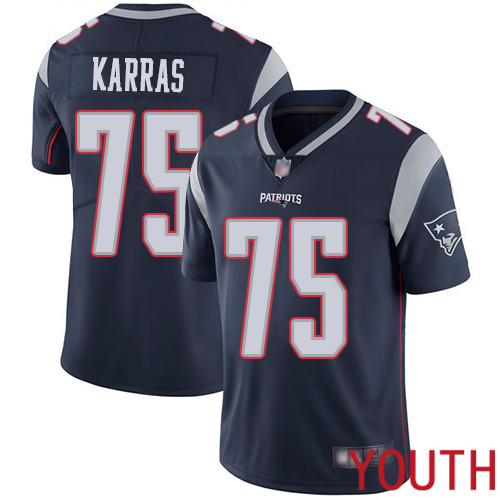 New England Patriots Football #75 Vapor Untouchable Limited Navy Blue Youth Ted Karras Home NFL Jersey